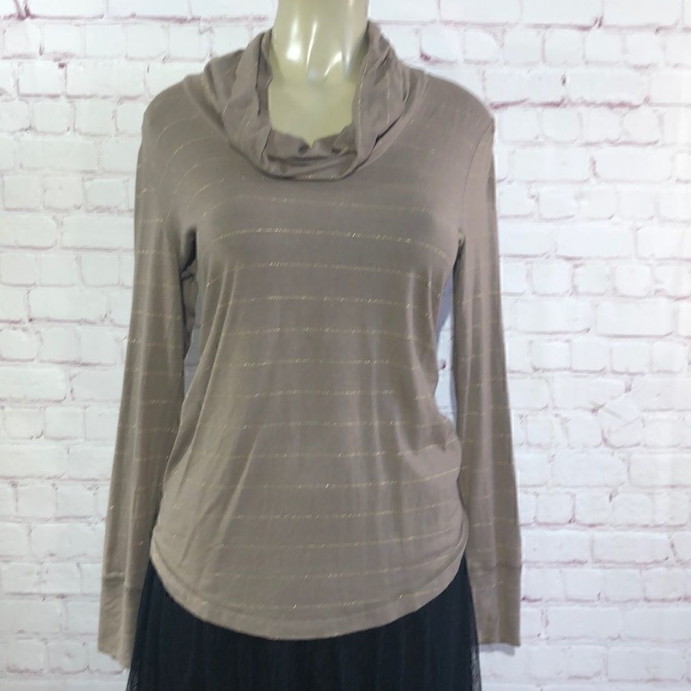 Banana Republic brown and gold Cowl neck top